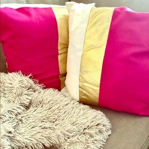 Etsy Pink and Gold (2) Pillow Covers 18x18